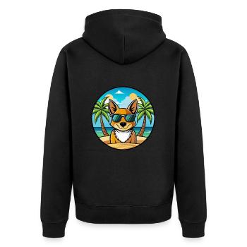 St Miguel Cattle Dog Breed Cartoon Sunglass Beach - Unisex Premium Organic Zip Hoodie - black - Back - Nico (187cm)