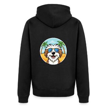 Tibet Terrier Hund Rasse Cartoon Sonnenbrille Strand - Unisex Premium Bio Zip Hoodie - Schwarz - Hinten - Nico (187cm)