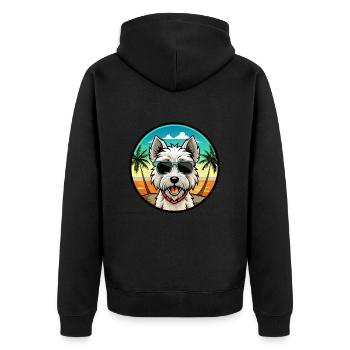 West Highland Terrier Dog Breed Cartoon Sunglasses - Unisex Premium Organic Zip Hoodie - black - Back - Nico (187cm)