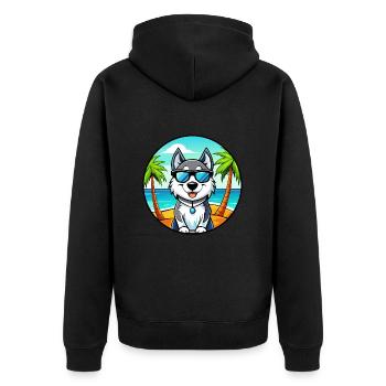 Alaskan Husky Dog Breed Cartoon Sunglasses Beach - Unisex Premium Organic Zip Hoodie - black - Back - Nico (187cm)