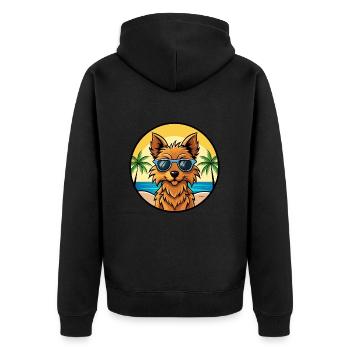 Australian Terrier Hunderasse Cartoon Sonnenbrille - Unisex Premium Bio Zip Hoodie - Schwarz - Hinten - Nico (187cm)