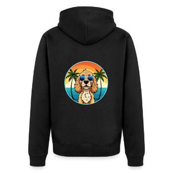American Cocker Spaniel Hunderasse Cartoon Beach - Unisex Premium Bio Zip Hoodie - Schwarz - Hinten - Nico (187cm)