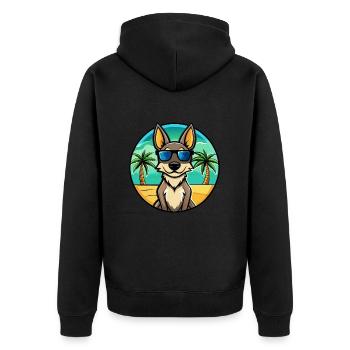 Australian Kelpie Dog Breed Cartoon Sunglass Beach - Unisex Premium Organic Zip Hoodie - black - Back - Nico (187cm)