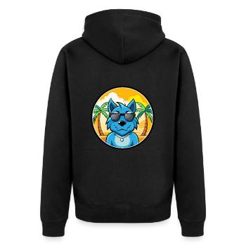 Bleu De Gascogne Hunderasse Cartoon Sonnenbrille Strand - Unisex Premium Bio Zip Hoodie - Schwarz - Hinten - Nico (187cm)