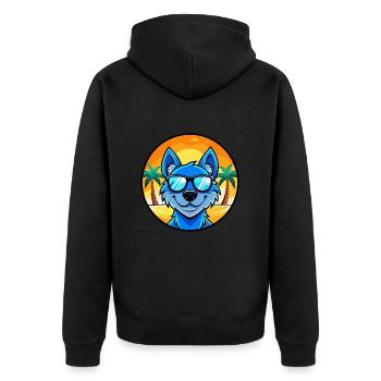 Lunettes de soleil de dessin animé de race de chien en dentelle bleue plage - Veste à capuche bio Premium Unisexe - noir - Dos - Nico (187cm)