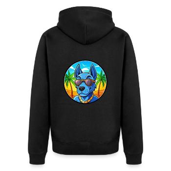 Blaue thailändische Ridgeback Hunderasse Cartoon Sonnenbrille - Unisex Premium Bio Zip Hoodie - Schwarz - Hinten - Nico (187cm)