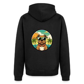Boerboel Dog Breed Cartoon Sunglasses Beach - Unisex Premium Organic Zip Hoodie - black - Back - Nico (187cm)