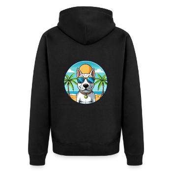 Bull Terrier Dog Breed Cartoon Sunglasses Beach - Unisex Premium Organic Zip Hoodie - black - Back - Nico (187cm)