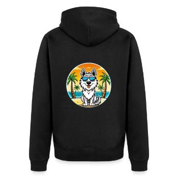 Carpathian Shepherd Dog Breed Cartoon Sunglasses - Unisex Premium Organic Zip Hoodie - black - Back - Nico (187cm)