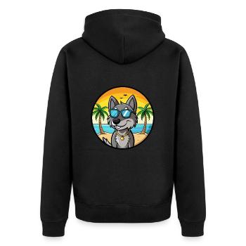 Cesky Fousek Hunderasse Cartoon Sonnenbrille Strand - Unisex Premium Bio Zip Hoodie - Schwarz - Hinten - Nico (187cm)
