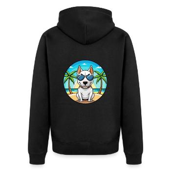 Bull Terrier Miniature Dog Breed Cartoon Beach - Unisex Premium Organic Zip Hoodie - black - Back - Nico (187cm)
