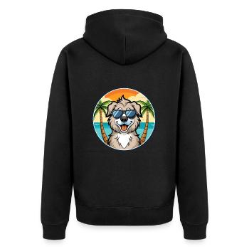 Caucasian Shepherd Dog Breed Cartoon Sunglasses - Unisex Premium Organic Zip Hoodie - black - Back - Nico (187cm)