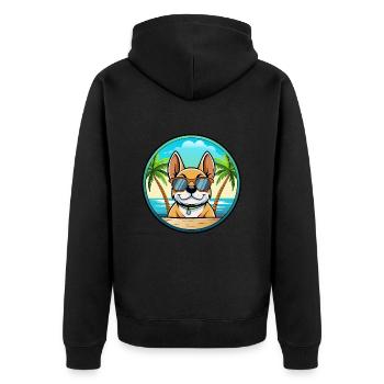 Chien Francais Dog Breed Cartoon Sunglasses Beach - Unisex Premium Organic Zip Hoodie - black - Back - Nico (187cm)