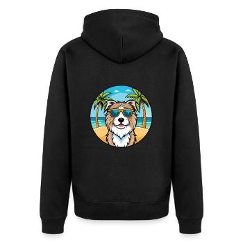 Katalanische Schäferhundrasse Cartoon Sonnenbrille Strand - Unisex Premium Bio Zip Hoodie - Schwarz - Hinten - Nico (187cm)