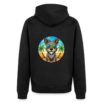 Cesky Terrier Hunderasse Cartoon Sonnenbrille Strand - Unisex Premium Bio Zip Hoodie - Schwarz - Hinten - Nico (187cm)
