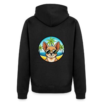 Chihuahua Dog Breed Cartoon Sunglasses Beach - Unisex Premium Organic Zip Hoodie - black - Back - Nico (187cm)