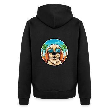 Clumber Spaniel Dog Breed Cartoon Sunglasses Beach - Unisex Premium Organic Zip Hoodie - black - Back - Nico (187cm)