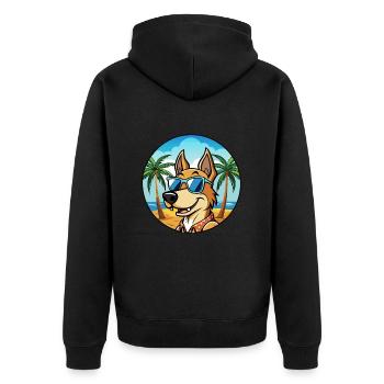 Cimarron Uruguayo Dog Breed Cartoon Sunglass Beach - Unisex Premium Organic Zip Hoodie - black - Back - Nico (187cm)