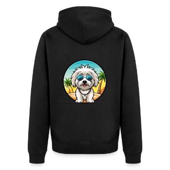 Coton De Tulear Hunderasse Cartoon Sonnenbrille Strand - Unisex Premium Bio Zip Hoodie - Schwarz - Hinten - Nico (187cm)
