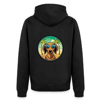 Dackel Hunderasse Cartoon Sonnenbrille Strand - Unisex Premium Bio Zip Hoodie - Schwarz - Hinten - Nico (187cm)