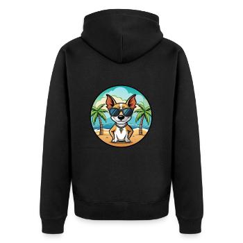 Decker Rat Terrier Hunderasse Cartoon Sonnenbrille - Unisex Premium Bio Zip Hoodie - Schwarz - Hinten - Nico (187cm)