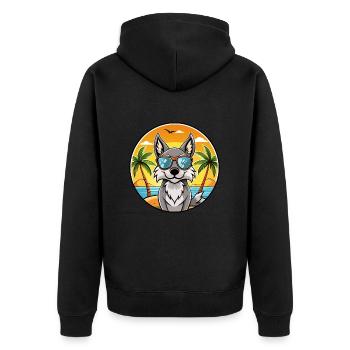Czechoslovak Wolfdog Breed Cartoon Sunglass Beach - Unisex Premium Organic Zip Hoodie - black - Back - Nico (187cm)