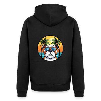 Bouledogue anglais race dessin animé lunettes de soleil plage - Veste à capuche bio Premium Unisexe - noir - Dos - Nico (187cm)