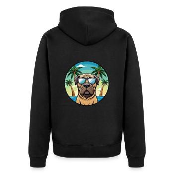 Englische Dogge Hund Rasse Cartoon Sonnenbrille Strand - Unisex Premium Bio Zip Hoodie - Schwarz - Hinten - Nico (187cm)