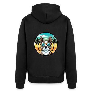 French Spaniel Dog Breed Cartoon Sunglasses Beach - Unisex Premium Organic Zip Hoodie - black - Back - Nico (187cm)