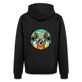 Englische Spielzeug Terrier Hund Rasse Cartoon Sonnenbrille - Unisex Premium Bio Zip Hoodie - Schwarz - Hinten - Nico (187cm)