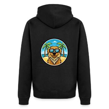 Friesische Wasserhundrasse Cartoon Sonnenbrille Strand - Unisex Premium Bio Zip Hoodie - Schwarz - Hinten - Nico (187cm)
