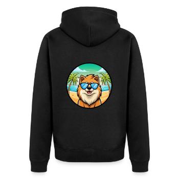 Eurasier Hund Rasse Cartoon Sonnenbrille Strand - Unisex Premium Bio Zip Hoodie - Schwarz - Hinten - Nico (187cm)