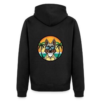 Georgischer Schäferhund Hunderasse Cartoon Sonnenbrille Strand - Unisex Premium Bio Zip Hoodie - Schwarz - Hinten - Nico (187cm)