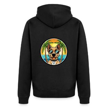 Deutscher Jagdterrier Hunderasse Cartoon Beach - Unisex Premium Bio Zip Hoodie - Schwarz - Hinten - Nico (187cm)