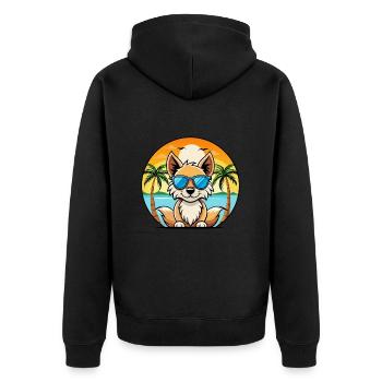 Indian Spitz Dog Breed Cartoon Sunglasses Beach - Unisex Premium Organic Zip Hoodie - black - Back - Nico (187cm)