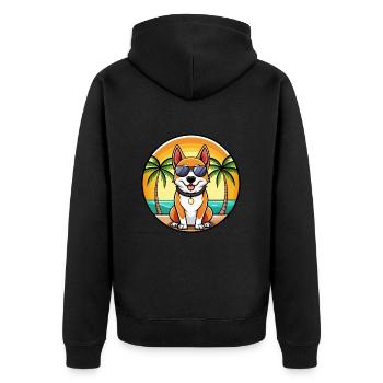 Japanischer Terrier Hund Rasse Cartoon Sonnenbrille Strand - Unisex Premium Bio Zip Hoodie - Schwarz - Hinten - Nico (187cm)