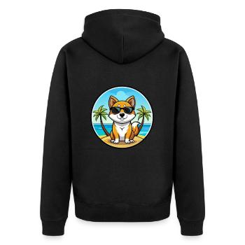 Korean Jindo Dog Breed Cartoon Sunglasses Beach - Unisex Premium Organic Zip Hoodie - black - Back - Nico (187cm)