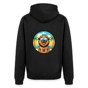 Leonberger Dog Breed Cartoon Sunglasses Beach - Unisex Premium Organic Zip Hoodie - black - Back - Nico (187cm)