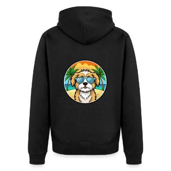 Lhasa Apso Hunderasse Cartoon Sonnenbrille Strand - Unisex Premium Bio Zip Hoodie - Schwarz - Hinten - Nico (187cm)