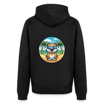 Milieu Asiatique Ovtcharka Chien Race Dessin Animé Plage - Veste à capuche bio Premium Unisexe - noir - Dos - Nico (187cm)