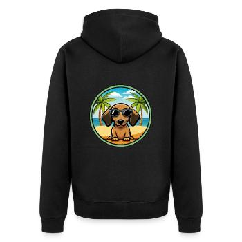Miniatur Dackel Hund Rasse Cartoon Sonnenbrille - Unisex Premium Bio Zip Hoodie - Schwarz - Hinten - Nico (187cm)