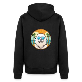 Kuvasz Hunderasse Cartoon Sonnenbrille Strand - Unisex Premium Bio Zip Hoodie - Schwarz - Hinten - Nico (187cm)