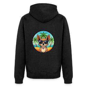 Miniatur Pinscher Hund Rasse Cartoon Sonnenbrille - Unisex Premium Bio Zip Hoodie - Schwarz - Hinten - Nico (187cm)