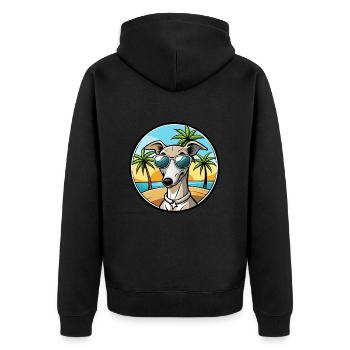 Lévrier italien race chien dessin animé lunettes de soleil plage - Veste à capuche bio Premium Unisexe - noir - Dos - Nico (187cm)