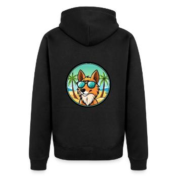 Mudi Dog Breed Cartoon Sunglasses Beach - Unisex Premium Organic Zip Hoodie - black - Back - Nico (187cm)