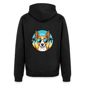 Ibizan Hound Dog Breed Cartoon Sunglasses Beach - Unisex Premium Organic Zip Hoodie - black - Back - Nico (187cm)