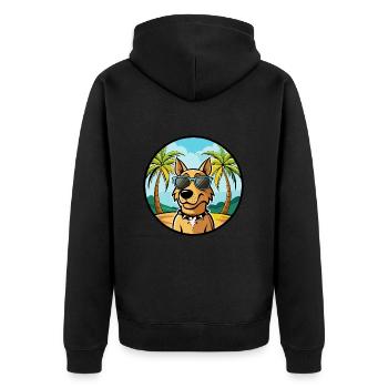 Jamthund Dog Breed Cartoon Sunglasses Beach - Unisex Premium Organic Zip Hoodie - black - Back - Nico (187cm)
