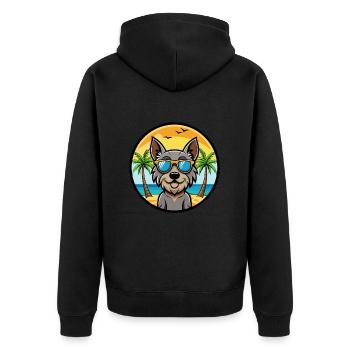 Mittelschnauze Hunderasse Cartoon Sonnenbrille Strand - Unisex Premium Bio Zip Hoodie - Schwarz - Hinten - Nico (187cm)