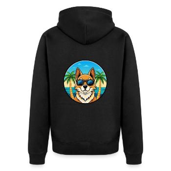 Nordic Spitz Hunderasse Cartoon Sonnenbrille Strand - Unisex Premium Bio Zip Hoodie - Schwarz - Hinten - Nico (187cm)