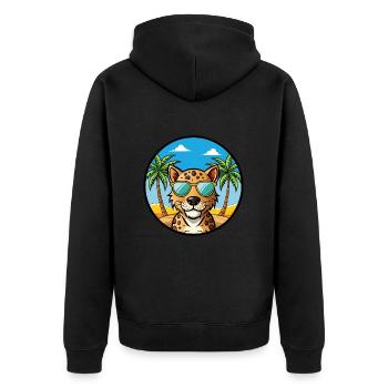 Léopard Cur Chien Race Dessin Animé Lunettes de soleil Plage - Veste à capuche bio Premium Unisexe - noir - Dos - Nico (187cm)